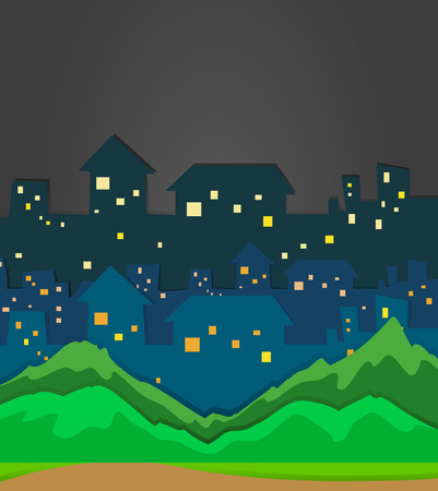 City scene at night time illustrationのイラスト素材