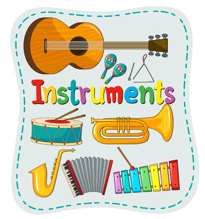 Different kind of musical instrument illustrationのイラスト素材