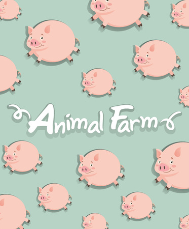 Farm animal with pigs background illustrationのイラスト素材