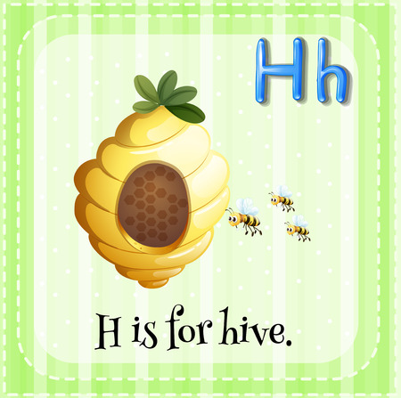 Flashcard letter H is for hive illustrationのイラスト素材