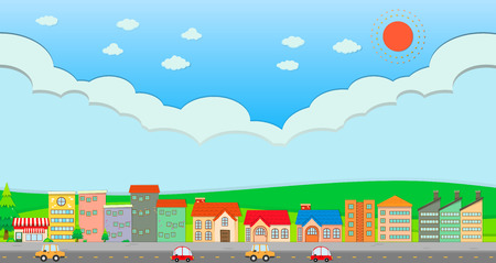 City scene at daytime illustrationのイラスト素材