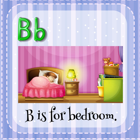 Flashcard letter B is for bedroom illustrationのイラスト素材