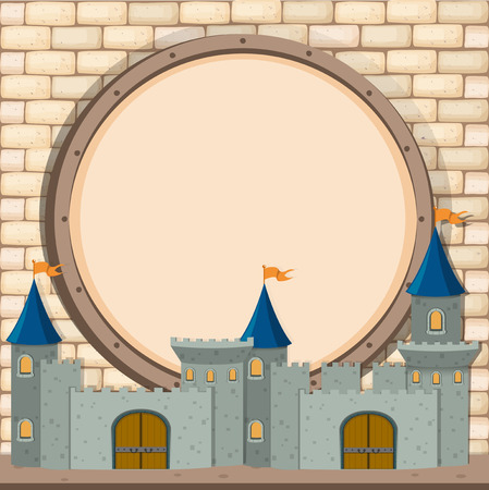 Border design with castle  illustrationのイラスト素材