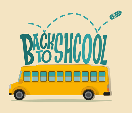 Back to school theme with schoolbus illustrationのイラスト素材