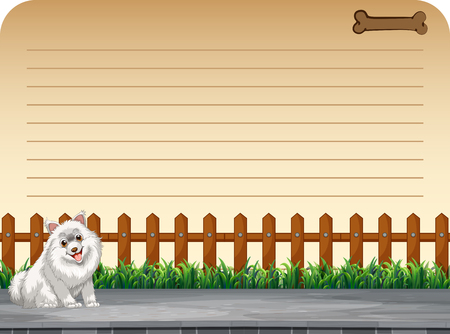 Line paper design with dog on the road illustrationのイラスト素材