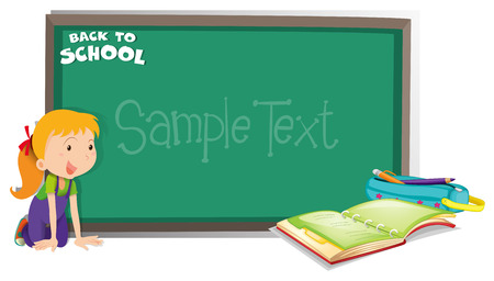 Back to school theme with girl and book illustrationのイラスト素材