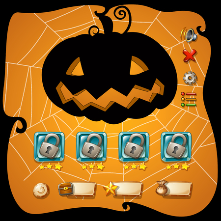 Game template with halloween theme illustrationのイラスト素材