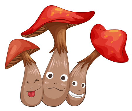 Fresh mushroom with faces illustrationのイラスト素材