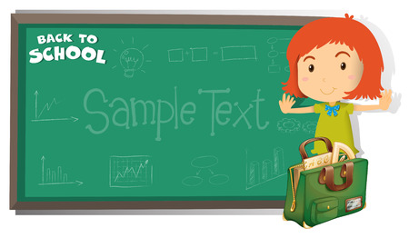 Back to school theme with girl and bag illustrationのイラスト素材