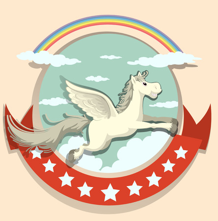 design with Pegasus flying illustrationのイラスト素材