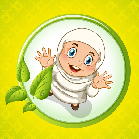 Muslim girl with happy face illustrationのイラスト素材