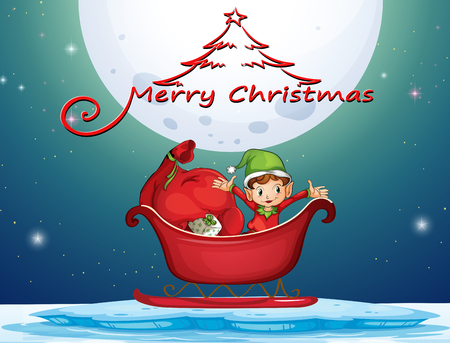 Elf and presents in the cart illustrationのイラスト素材