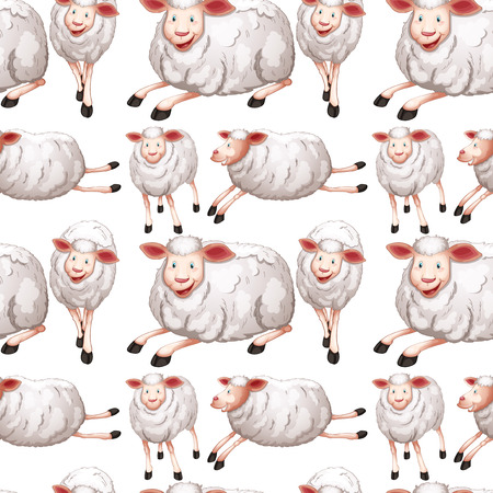 Seamless sheep with happy face illustrationのイラスト素材