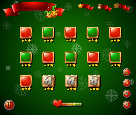 Game template with christmas theme in green illustrationのイラスト素材
