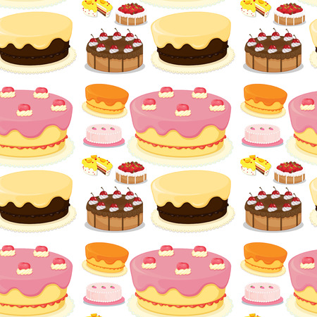 Seamless different kind of cake illustrationのイラスト素材