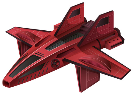 Red spaceship with wings illustrationのイラスト素材