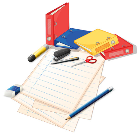 Papers and other office supplies illustrationのイラスト素材
