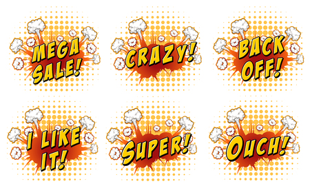 Text on cloud explosions illustrationのイラスト素材