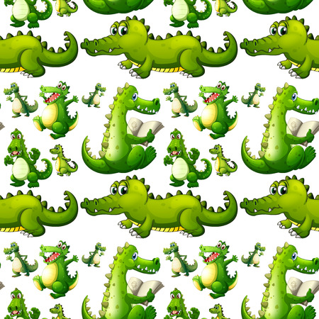 Seamless crocodile doing activities illustrationのイラスト素材