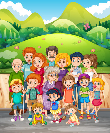 Family members in the park illustrationのイラスト素材