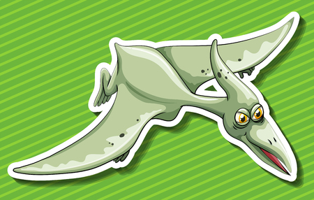 Pterosaur flying on green background illustrationのイラスト素材
