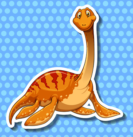 Dinosaur with long neck on blue screen illustrationのイラスト素材
