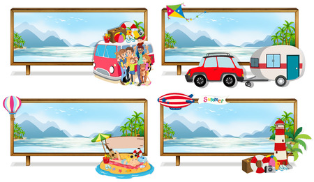 Family trip on the beach illustrationのイラスト素材