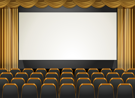 Theatre scene with screen and seats illustrationのイラスト素材
