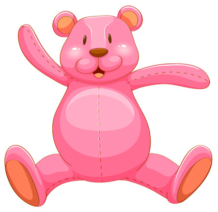 Pink teddy bear with happy face illustrationのイラスト素材