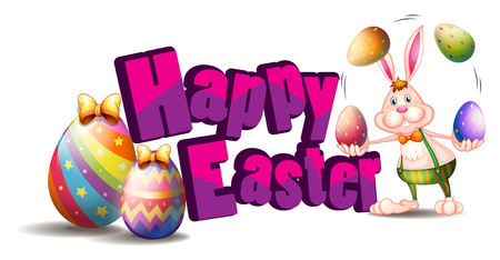 Happy Easter with bunny and egg illustrationのイラスト素材