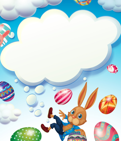 Happy Easter theme with bunny in the sky illustrationのイラスト素材