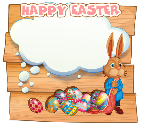 Happy Easter with bunny and eggs illustrationのイラスト素材