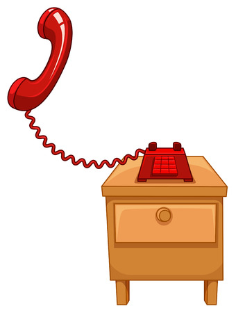 Red phone on the shelf illustrationのイラスト素材