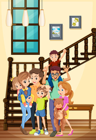 Family members living in the house illustrationのイラスト素材