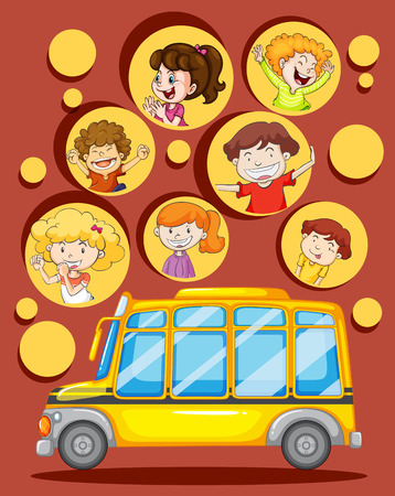 Children and school bus illustrationのイラスト素材