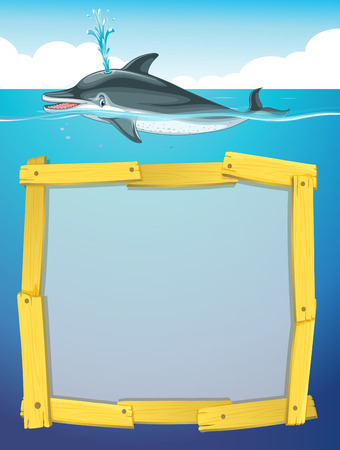 Frame design with dolphin swimming illustrationのイラスト素材