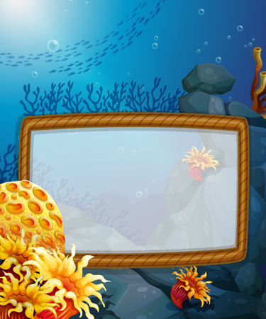 Frame design with underwater background illustrationのイラスト素材