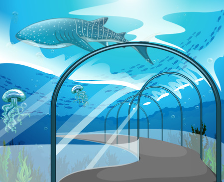 Aquarium scene with sea animals illustrationのイラスト素材