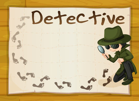 Frame design with detective and footprints illustrationのイラスト素材