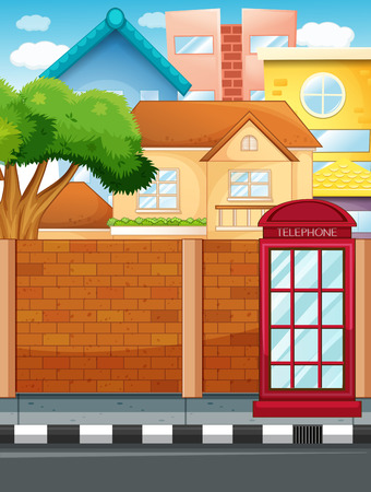 Scene with buildings and road illustrationのイラスト素材