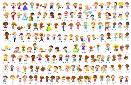 Simple characters in different actions illustrationのイラスト素材