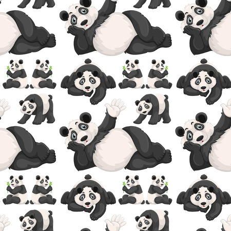 Seamless background  with cute panda illustrationのイラスト素材