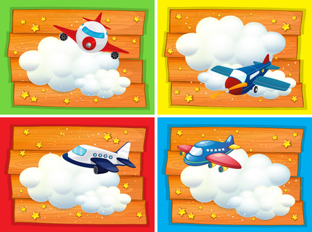 Banner design with airplanes in the sky illustrationのイラスト素材