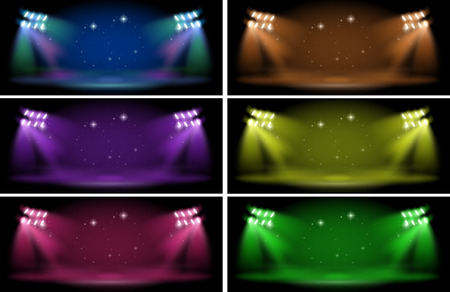 Stage with six color backgrounds illustrationのイラスト素材