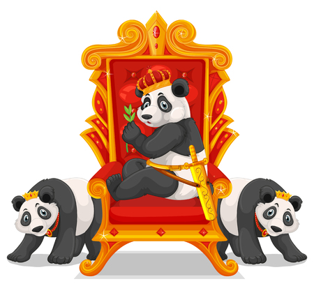 Three pandas at the throne illustrationのイラスト素材