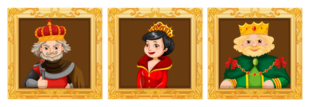 Kings and queens in photo frames illustrationのイラスト素材