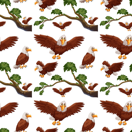 Seamless eagles flying and branch illustrationのイラスト素材