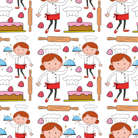 Seamless baker and cake illustrationのイラスト素材