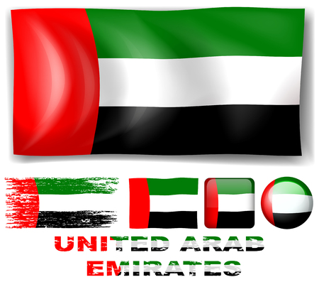 United Arab Emirates flag in different designs illustrationのイラスト素材