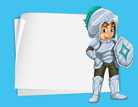 Paper design with knight  illustrationのイラスト素材